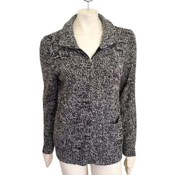VTG EDDIE BAUER Wool Blend Marled Knit Full Zip Sweater Jacket SZ 10 - Picture 1 of 10